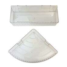 Kit Of 2 Plastic Bathroom Support Shelves In Rectangle And Corner Models With Stickers - Hình chữ nhật và góc trong suốt - Xem 5
