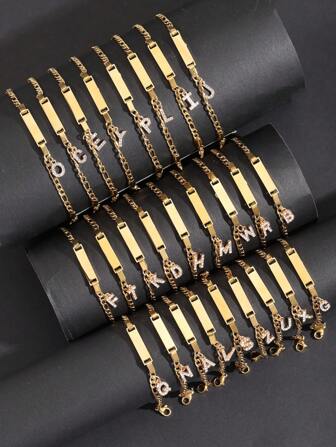 Fashionable Lightweight Butterfly & Heart Design 26 Letters Stainless Steel Crystal Adjustable Bracelet For Girls & Boys, Delicate Small Gift For Kids