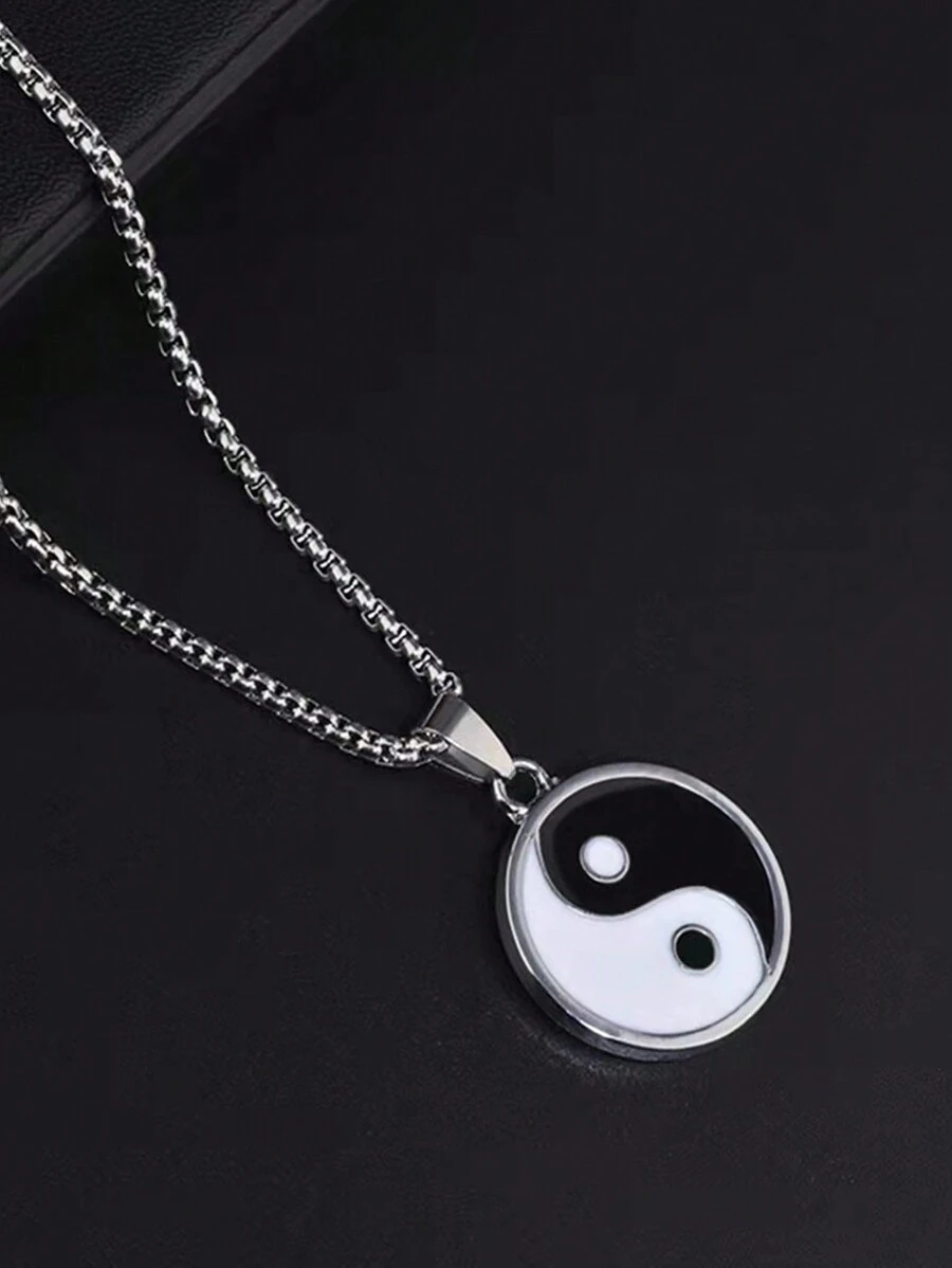 Stylish Stainless Steel Tai Chi Pendant Necklace - Unique Avant-Garde Design, No Mosaic, Hypoallergenic For Men Everyday Wear