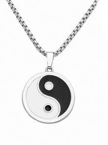 Stylish Stainless Steel Tai Chi Pendant Necklace - Unique Avant-Garde Design, No Mosaic, Hypoallergenic For Men Everyday Wear