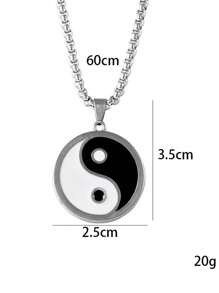 Stylish Stainless Steel Tai Chi Pendant Necklace - Unique Avant-Garde Design, No Mosaic, Hypoallergenic For Men Everyday Wear