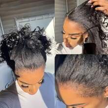 Kinky Straight 13x4 HD Lace Front Human Hair Wigs For Women Glueless Transparent Brazilian Coarse Yaki Remy Lace Frontal Wigs 28 30 32 Inch Lace Closure Wig Pre Plucked - màu đen - Xem 5