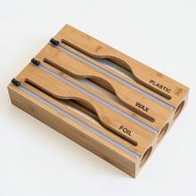 1 szt. Dozownik do folii bambusowej, organizer kuchenny z bambusa, pudełko do przechowywania folii aluminiowej i folii plastikowej, odpowiednie do kuchni