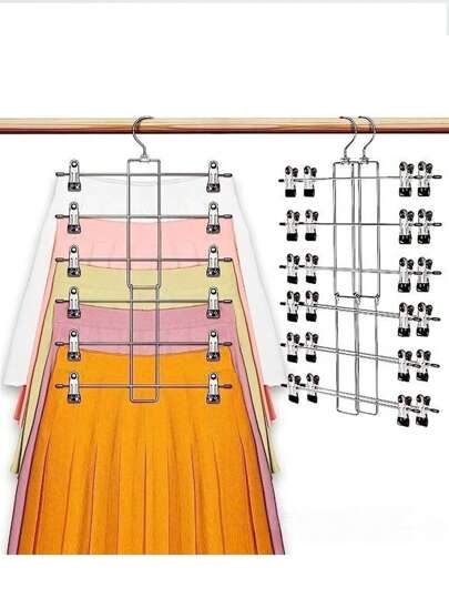 (Random Assortment Of New And Old Versions) 1pc Multi-Layer Pants Hanger, Strong Clip Force Pants Storage Organizer, Suitable For Wardrobe Storage Of Jeans, Underwear, Space-Saving Hanger