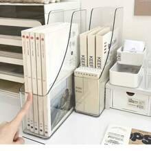 1 Piece Acrylic Desktop File Organizer - Organizer Rack, Clear Plastic Magazine Rack For Desk Storage And Organization - Multicolor - View 3