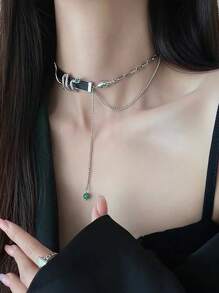 1 szt. Spersonalizowany naszyjnik choker w stylu punk rockowym z czarnej skóry dla fajnych akcesoriów imprezowych dla dziewczyn
