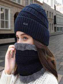 女士两件套冬季防风保暖套装：针织帽带耳罩和围脖 - 舒适保暖内衬，无檐设计，冬季配饰，冬季服装，情人节礼物 - 彩色 - 查看 8