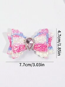 2 件彩虹发夹，适合女孩，闪闪发光的蝴蝶结鳄鱼夹，配燕尾水钻装饰，彩色渐变蝴蝶结发夹，可爱甜美蝴蝶结发夹，女士时尚发饰 - 彩色 - 查看 6