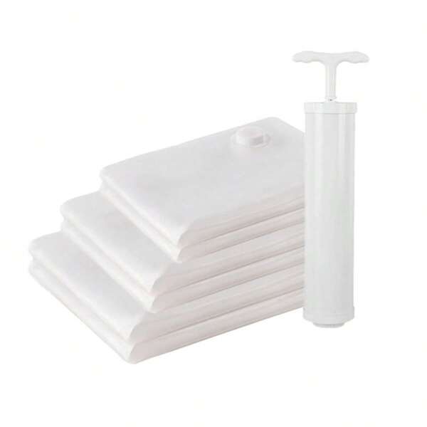 Bolsas de almacenamiento al vacío ahorra espacio (Paquete variado de 6) Ahorre un 80% en el espacio de almacenamiento de ropa: Bolsas de sellado al vacío para ropa, edredones, etc. Sello de compresión para almacenamiento en el armario. Bomba para viajar.