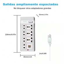 Multi-Contact Power Strip 3 Sockets And 3 USB Output Extension 2m - US A Type Plug(110-127V) - View 3
