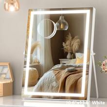 Gương trang điểm Hasipu 32"X22" có đèn LED với chức năng điều chỉnh độ sáng cảm ứng thông minh 3 màu, hoàn hảo cho phòng ngủ, phòng khách, phòng thay đồ, trang trí phòng tắm, đồ dùng trang điểm mùa hè, phụ kiện phòng tắm, trở lại trường học - Xem 2
