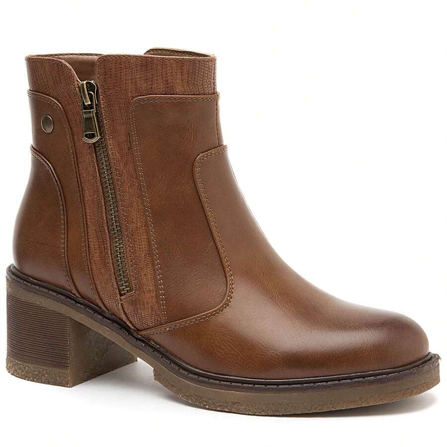 Ces bottines dotées d'une fermeture éclair pratique - 駝色 - 查看 1