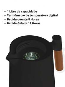 1L Thermal Bottle With LED Digital Temperature Sensor – Stainless Steel, Keeps Drinks Cold/Hot, Smart Display - 黑色 - 查看 2