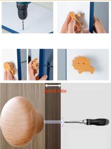 1pc Creative Cartoon Animal Shaped Wooden Cabinet Door/Drawer Pull Handle, Suitable For Various Cabinets, Wardrobes, Nightstands, Decorative Cabinets, Drawers, Cute Design Adds Fun To Cozy Rooms Baby Shower Family Decorations Gifts