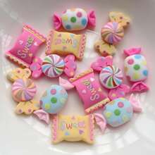 10 piezas de adornos de resina con forma de caramelo surtidos para scrapbooking, manualidades DIY y decoración de teléfonos, tema de alimentos y bebidas - Caboches de dulces coloridos para proyectos creativos
