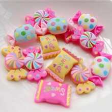 10 piezas de adornos de resina con forma de caramelo surtidos para scrapbooking, manualidades DIY y decoración de teléfonos, tema de alimentos y bebidas - Caboches de dulces coloridos para proyectos creativos