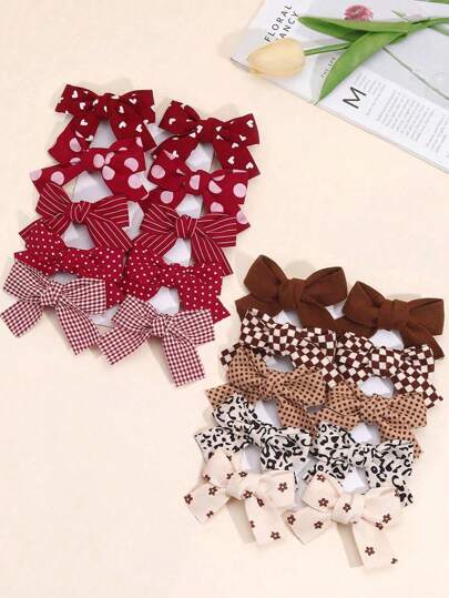 10 قطعة من الفصوص المصنوعة من قماش ذو ألوان أرضية لأسرة الفتيات ، رائعة ، بشكل شريطي ، قلب ، مشابك شعر للأطفال الصغار ، بني اللون أحادي موحد اللون ، مربط شعر بنمط الزهور ، أغراض شعر للأعياد والحفلات لأطفال الحضانة والأصحاب ، عيد الحب