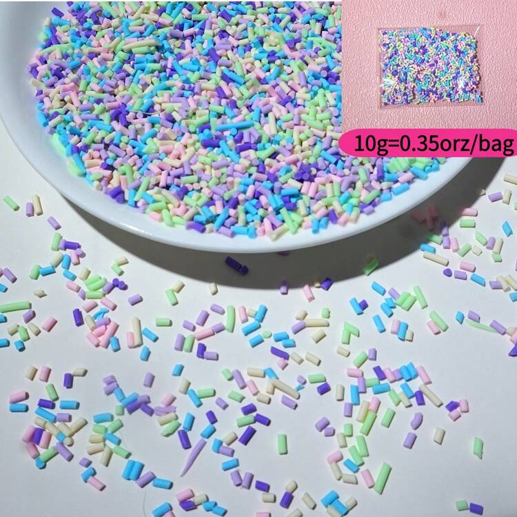 10g/0.35oz 袋装树脂聚合物粘土闪光小短洒 DIY 工艺品艺术手机壳装饰、珠宝制作装饰、粘液混合物、粉彩洒、袜子填充物、粘液 - 彩色 - 查看 18