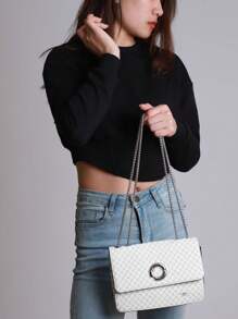 Luxury Lightweight Shoulder Crossbody Bag With Chain - trắng - Xem 3