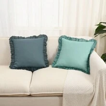 1pc Velvet Embroidered Trim Cushion Cover, Excluding Pillow Insert, Minimalist Style For Living Room, Sofa, Bedroom, Party Decor
