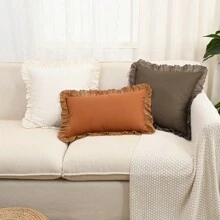 1pc Velvet Embroidered Trim Cushion Cover, Excluding Pillow Insert, Minimalist Style For Living Room, Sofa, Bedroom, Party Decor