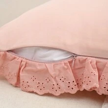 1pc Velvet Embroidered Trim Cushion Cover, Excluding Pillow Insert, Minimalist Style For Living Room, Sofa, Bedroom, Party Decor