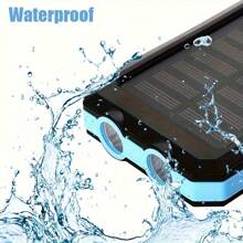 Winsway Solar Camping 10000mAh Power Bank (Upgraded Version) Larger Solar Panel Outdoor Mobile Power Bank With 4 Ports Dual USB Ports And Type-C/Micro-USB Input Port, Contains Mountaineering Clip Compass And 2.4W LED Flashlight For Camping Outdoor Travel - Blue - View 4