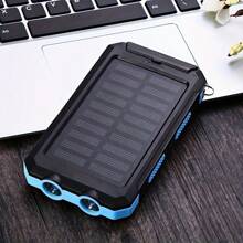 Winsway Solar Camping 10000mAh Power Bank (Upgraded Version) Larger Solar Panel Outdoor Mobile Power Bank With 4 Ports Dual USB Ports And Type-C/Micro-USB Input Port, Contains Mountaineering Clip Compass And 2.4W LED Flashlight For Camping Outdoor Travel - Blue - View 5