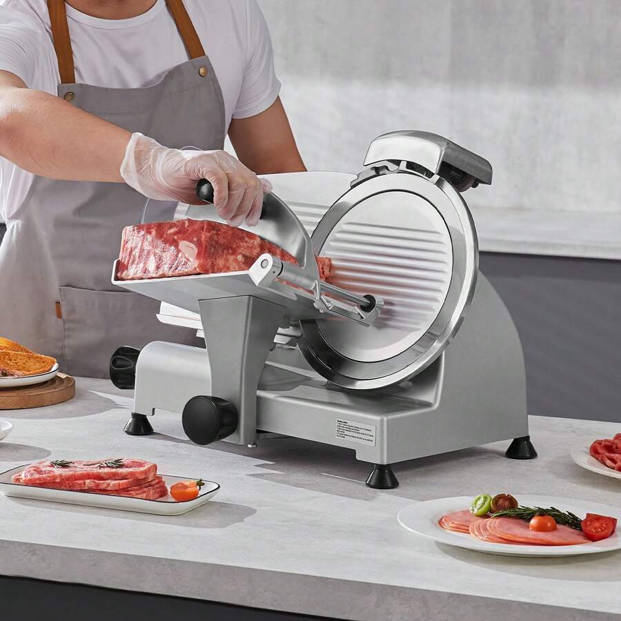 Meat Slicer, 340W Electric  Food Slicer With 10" SUS420 Stainless Steel Blade And Built-In Sharpening Stone, 0-0.6 Inch Adjustable Thickness For Commercial And Home Use, Cut Meat And Cheese - US A Type Plug(110-127V) - View 1