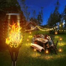 1 包户外太阳能灯，带闪烁火焰的太阳能火炬灯，用于花园装饰，太阳能花园灯，太阳能户外灯，火焰火炬，用于室外露台通道庭院装饰 - 1個火焰燈 - 查看 3