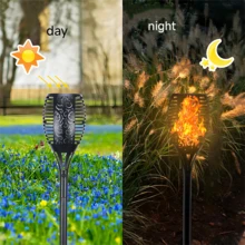 1 包户外太阳能灯，带闪烁火焰的太阳能火炬灯，用于花园装饰，太阳能花园灯，太阳能户外灯，火焰火炬，用于室外露台通道庭院装饰 - 1個火焰燈 - 查看 7