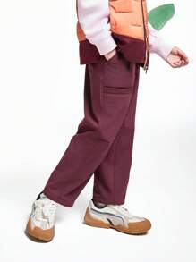 Annil Tween Girls Clothing. Reflective Printed, Solid Color, Simple. Full-Waist Woven Clamdiggers With Composite Fleece. Warm And Temperature-Locking In Winter. Thermal Lined Long Pants.