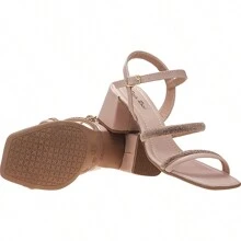 Stilo Women's Pink Sandal With 5 Cm Heel And Comfortable Rhinestone Strap-8404 - 乾枯玫瑰色 - 查看 4