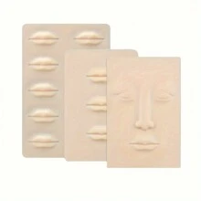 JC TATTOO 1/3/5pcs Tattoo Full Face Three Lips Five Pairs Silicone Mouth Practice Skin Faux Skin Makeup Silicone Learning Fake Skin Tattoo Beginner Practice Skin Suitable For Tattoo Beginners And Tattoo Artists. - Khaki - View 11