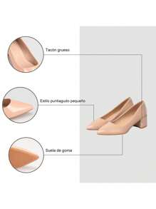 Tacónes Bajo Zapatos De Mujer Casuales Comfort CueroWeide - Beis - Ver 7