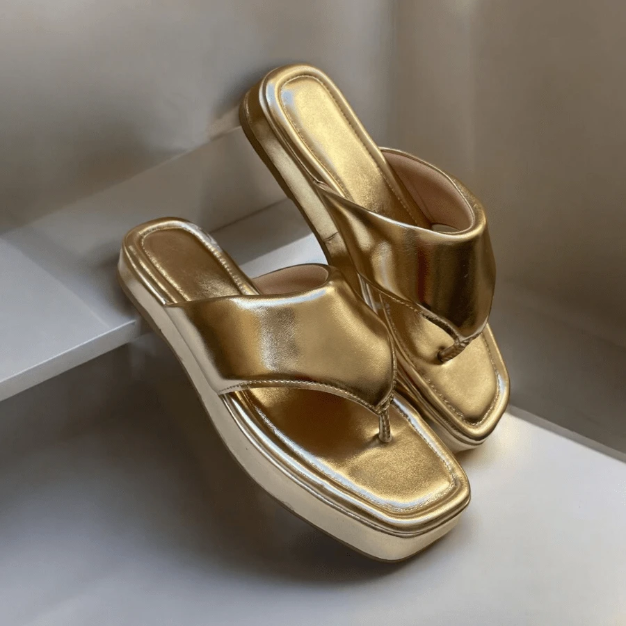 Women's Papete Flip Flop With Delta Wing Flatform - 金色 - 查看 1