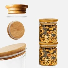 Airtight Glass Jar With Bamboo Lid For Coffee And Sugar, 2-Unit Storage Kit - 白色 - 查看 2