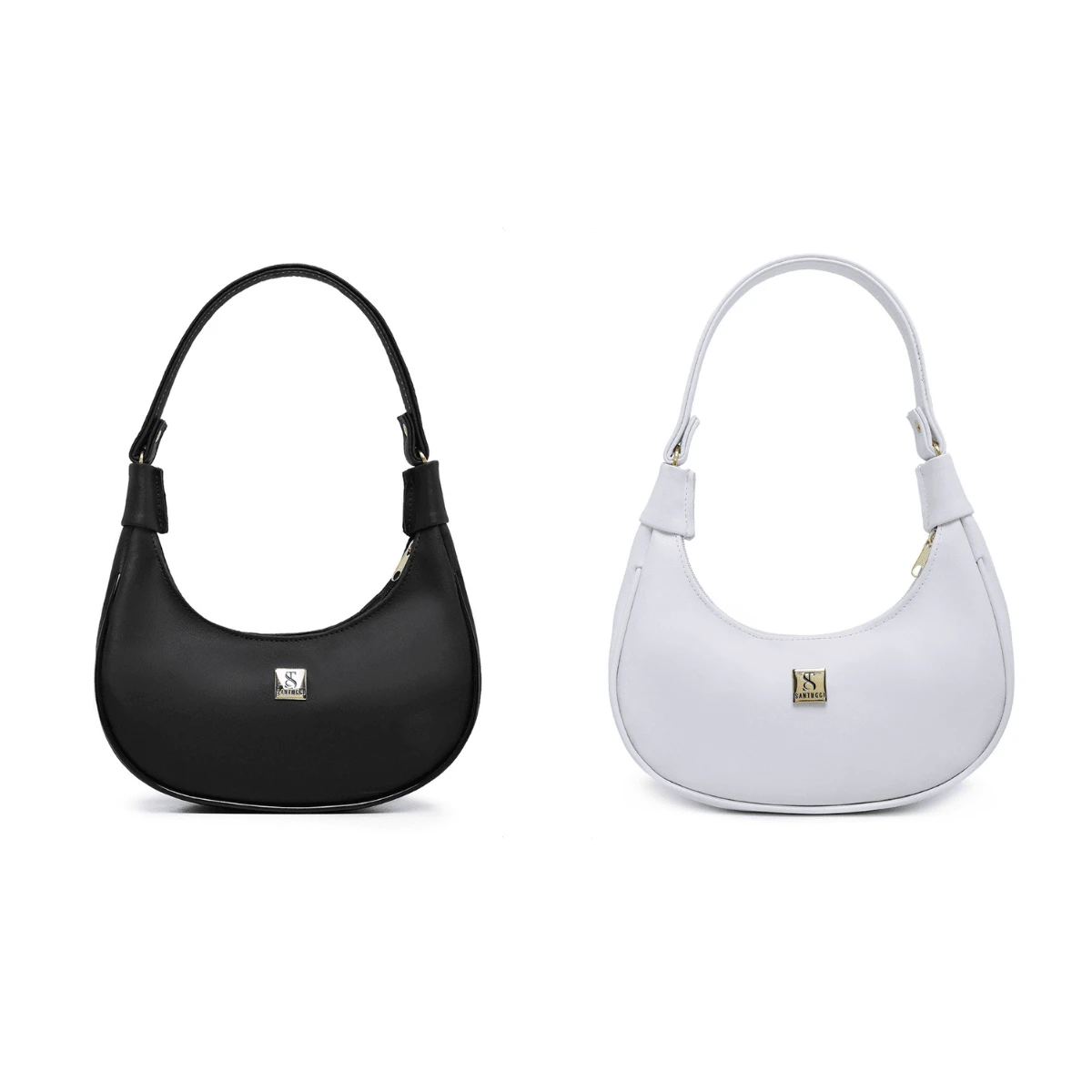 Kit 2 Women's Half Moon Bag Sophisticated Tote Versatile Small Shoulder Bag - màu đen - Xem 1
