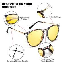 SIPHEW 夜视眼镜 防眩光 驾驶用偏光黄色夜间眼镜 UV400 防护 IF8859 女士沙滩配饰 太阳镜 太阳镜 遮阳镜 时尚基本款 适合毛衣 牛仔裤 运动裤 连帽衫 夹克 连衣裙和长袖衬衫 - 彩色 - 查看 7