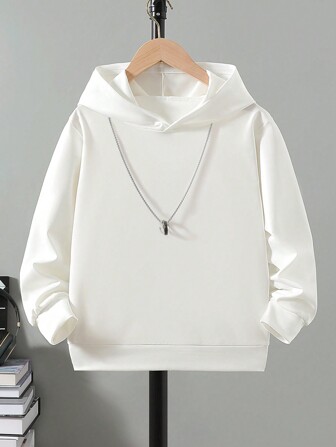 1 st Tween Boy enfärgad Casual långärmad huvtröja, lämplig för utomhussporter, vår och höst