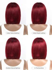 99J Burgundy Lace Closure Bob Wigs Human Hair Pre Plucked 8-16 Inch Red Bob Wig Human Hair 4x4 Frontal Lace Wig Human Hair Wigs For Women Human Hair Wine Red Color Halloween Costumes - S99J - View 8