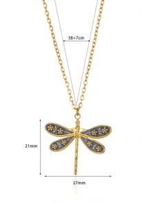 1 Stück Halskette für Frauen in Goldfarbe aus Edelstahl mit Libellen Anhänger, Choker, modischer Vintage Insekten Schmuckzubehör als Geschenk