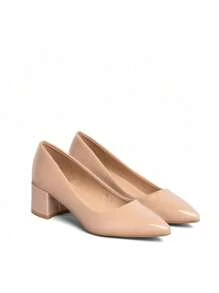 Tacónes Bajo Zapatos De Mujer Casuales Comfort CueroWeide - Beis - Ver 5