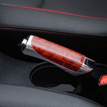 1pc Car Handbrake Cover, Carbon Fiber Pattern, Handbrake Decoration Sleeve, Handbrake Protector, Peach Wood Color