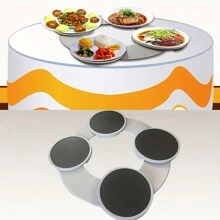 4pcs/8pcs Expandable Slouchy Susan Turntable - Portable Rotating Meal Tray For Rectangular & Oblong Tables, Ideal For Kitchen & Dining Room - White - View 3