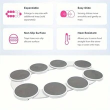 4pcs/8pcs Expandable Slouchy Susan Turntable - Portable Rotating Meal Tray For Rectangular & Oblong Tables, Ideal For Kitchen & Dining Room - White - View 6