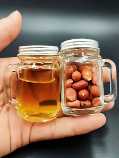 1pc Mini Mason Jar, Glass Bottle, Sealable Can, Jam Jar, With Lid Quince And Honey Glass Jar