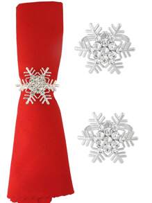 4pcs, Silver Christmas Napkin Ring Assortment Set, Christmas Snowflakes, Christmas Fawns, Christmas Tree Napkin Rings - Silver - View 5