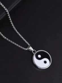 Stylish Stainless Steel Tai Chi Pendant Necklace - Unique Avant-Garde Design, No Mosaic, Hypoallergenic For Men Everyday Wear