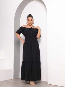 Women's Long Dress Elegant Wedding Party Luxury Strapless - 黑色 - 查看 1